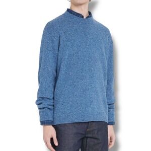 $335 A.P.C. Chandler Donegal Crewneck‎ Sweater Men's Size XXL 2X Blue Wool Blend